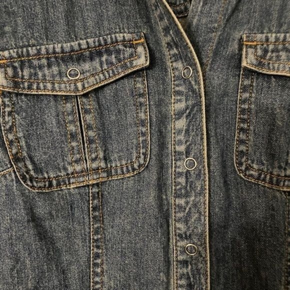 Loft Denim Softened Chambray Long Sleeve Shirt XS Snap Front - Picture 4 of 7
